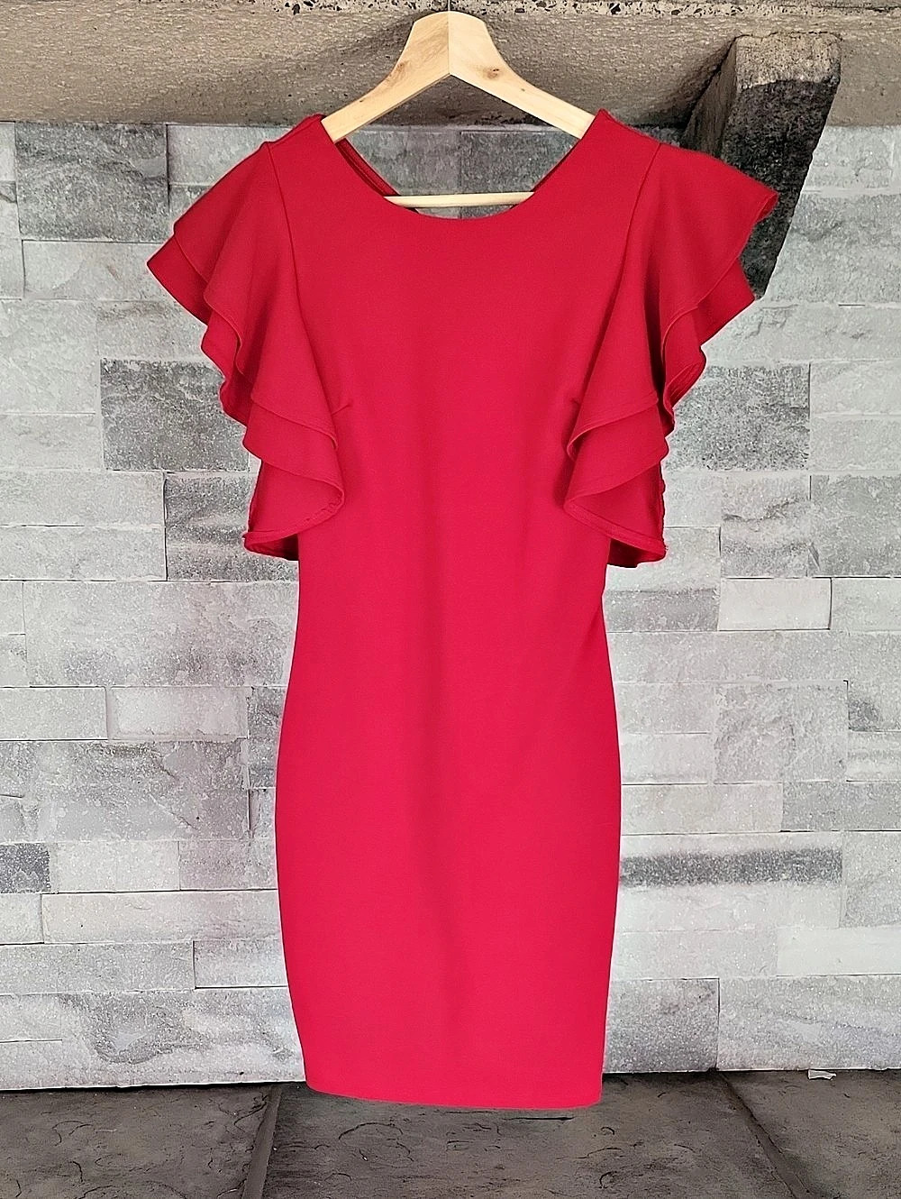 Windsor Ruffle Sleeve Mini Dress in Red Size Small NWT
